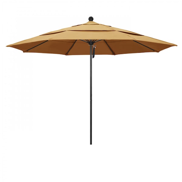 California Umbrella 11' Black Aluminum Market Patio Umbrella, Sunbrella Wheat 194061333303 - main